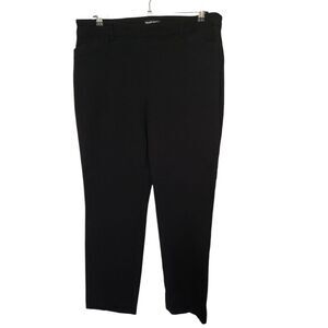 Hilary Radley Womens Monochrome Patterened Black Ankle Pants Pullon Size XL